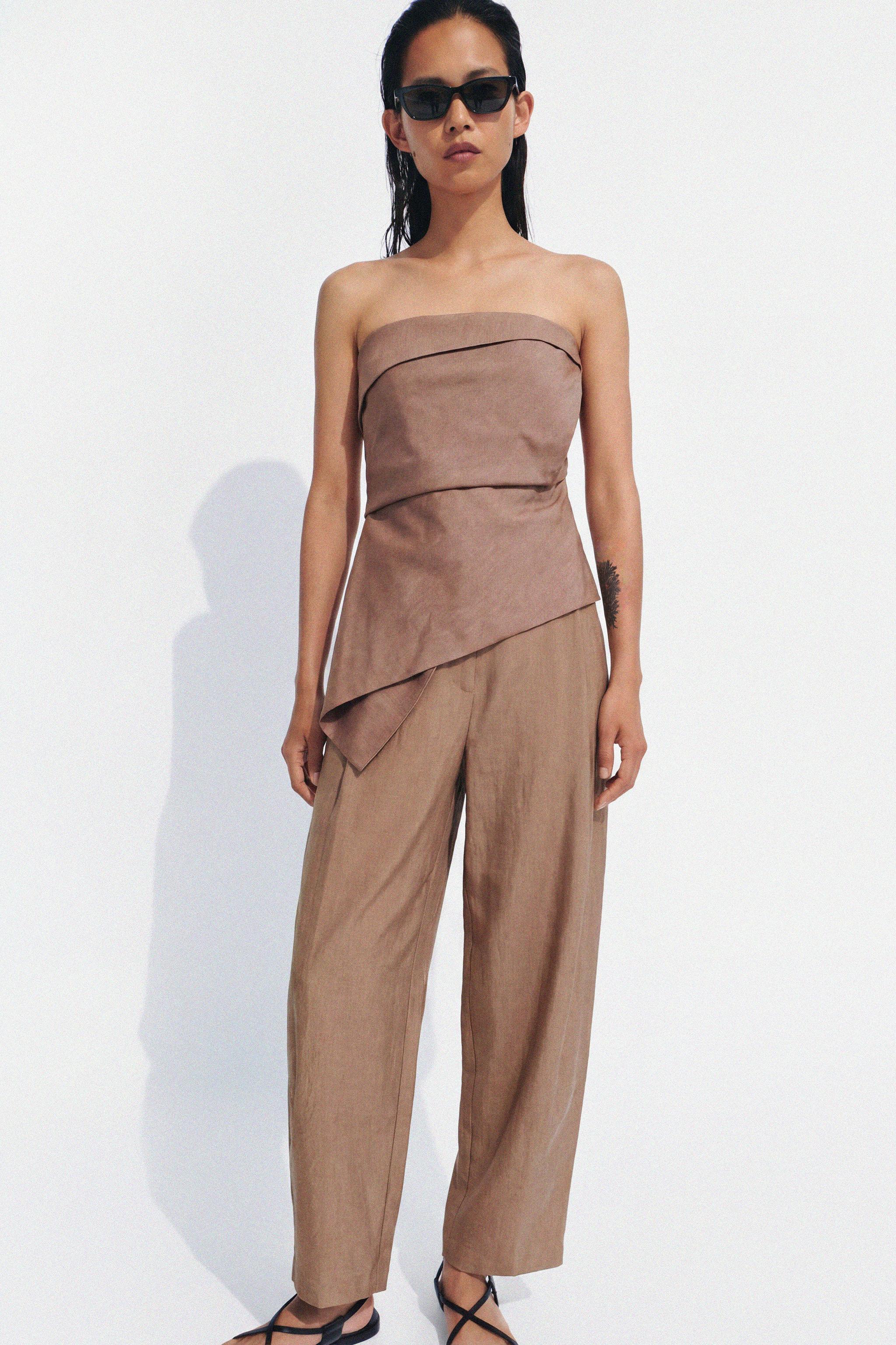 ASYMMETRIC LINEN BLEND TOP ZW COLLECTION